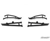 Upper and lower front A-arms from the SuperATV 6-inch lift kit, four black tubular arms on white