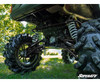 Low rear view under a Polaris Ranger XP 1000 showing the SuperATV 6 inch lift A-arms and coilovers