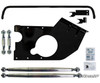 Lift kit rear bracket plate, sway bar, sway bar links and chrome tie rods from the SuperATV Commander 6-inch lift
