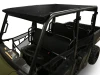 Spike roof for Polaris Ranger mid-size Crew with Pro-Fit cage: black hard roof on a green four-seat UTV cage, front...