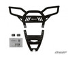 SuperATV Polaris RZR 900 rear bumper kit laid out: black tube bumper, lower plate, brackets and hardware bag