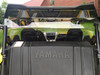 Straight rear view of the Extreme Metal Products clear rear window above the Yamaha YXZ bed and behind the seats
