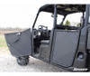 SuperATV aluminum front door open beside the closed rear door on a Polaris Ranger XP1000, close view