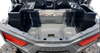 Rear view of a Polaris RZR 900/1000S bed with both Hi-Standard side cargo storage boxes open, lids raised