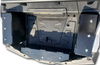 Looking down into the Polaris RZR rear cargo bed with the Hi-Standard box side brackets bolted in place
