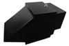 Hi-Standard black steel center console for the Polaris Ranger, angled studio view with lid closed and key lock