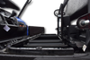 Kawasaki Mule Pro FX cab with seat tilted up showing the mounting area for the Hi-Standard under seat box