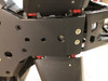 Close-up of the Trail Armor full skid plate front section bolted under the Honda Talon 1000 chassis