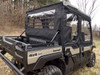 Side X Side rear window with clear vinyl installed on a Kawasaki Mule Pro FXT, rear view over the cargo bed