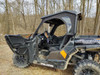 Driver door swung open on the Polaris General 1000 showing the Side X Side upper door attached to the lower door