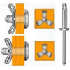 Diagram of pop rivets with backing washers used to mount the Side X Side upper doors kit snaps
