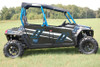 Full side view of a black four-seat Polaris RZR 800-4 with Trail Armor GenX doors on all four openings and a roof
