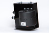 Universal Parts cab heater with defrost seen from the blower side, black housing on a white background