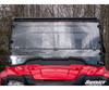 SuperATV flip down windshield on the Honda Pioneer 700 with the upper section flipped open, front view