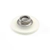 Single clear plastic snap fastener used with the Side X Side upper doors kit, close-up on white