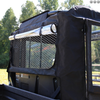 Close-up of the Seizmik rear window panel with mesh screen and roll-up cover on the X-Series cab