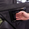 Hand opening the recessed interior latch handle on the framed door