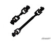 Two black steering shaft sections with u-joints from the SuperATV Honda Pioneer 1000 power steering kit