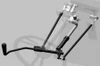 Rendered diagram of the Sure Grip hand controls linkage for Yamaha Rhino with the steering wheel ghosted in gray