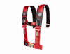 Pro Armor 3-inch harness in red with black shoulder pads and lap belt, front view