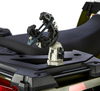 Side view of the Kolpin Rhino Grip Pro on a Polaris Sportsman rear rack showing the pivoting base