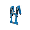 Pro Armor 4-point 2-inch harness in blue with black shoulder pads and latch and link buckle, laid flat on white