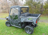 Rear three-quarter view of a gray Arctic Cat Prowler Pro with the 3 Star soft doors and rear window installed