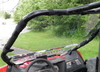 View from the driver seat over the dash through the 3 Star two-piece windshield on a red Arctic Cat Wildcat 4