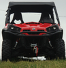 3 Star soft top on a red Can-Am Commander, front view showing the black fabric roof over the cage