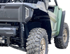 Close-up of the Spike Powersports rear over-fender flare on a green Yamaha R-Max