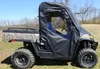 3 Star doors and rear window kit with clear vinyl windows installed on a Hisun Sector with camo bed, side profile view