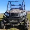 3 Star 2-piece windshield installed on a camo Hisun side-by-side, direct front view with the front bumper
