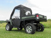 Rear three-quarter view of the 3 Star cab enclosure on the John Deere Gator XUV showing the rear window panel