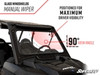 Infographic showing the manual wiper and 90-degree view angle of the SuperATV glass windshield