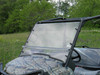 Front view of the 3 Star 2-piece windshield on the John Deere Gator with the upper panel tilted open