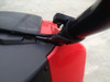 Close-up of the Extreme Metal Products windshield lower mount clamp at the hood edge of the Arctic Cat Wildcat Trail