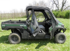 Driver side view of the Mule Pro-FX with the 3 Star soft door unzipped and rolled open to show the cab