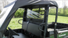 Close-up of the 3 Star soft top and rear window above the bench seat of a Kawasaki Mule ProFX
