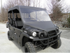 3 Star vinyl windshield and top combo on a black Kawasaki Mule Pro, front three-quarter view on pavement