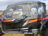3 Star soft upper doors with clear windows over the factory lower doors on a black and orange Polaris General Crew