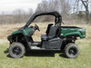 Side profile of a green Yamaha Viking wearing the 3 Star vinyl top and windshield, parked on grass