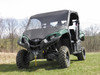 3 Star vinyl windshield and top combo on a green Yamaha Viking, front three-quarter view in a field