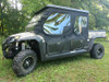Side X Side full cab enclosure with clear windows on a camo Hisun Sector 1000 Crew under the hard roof, driver side view