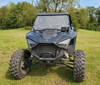 Straight front view of the 3 Star one-piece windshield with top vent slots on a black Polaris RZR Pro XP