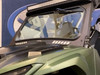 Extreme Metal Products glass windshield with wiper and LED light bar on a green Yamaha Wolverine RMAX 1000, front view