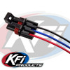 KFI Polaris 3-pin wire harness close-up of the black plug with black, blue and red wires