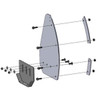 Exploded diagram of the Denali plow box end showing the plate, slotted bracket, straps and bolts