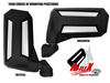 Graphic showing the Spike Reflex side view mirror in vertical and horizontal mounting positions with the Re-Flex logo