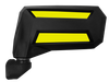 Spike Reflex side view mirror housing with yellow accent inserts, rear view on white