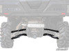SuperATV high clearance 1.5 inch rear offset A-arms installed on a CF Moto U-Force 1000, rear view with machine faded